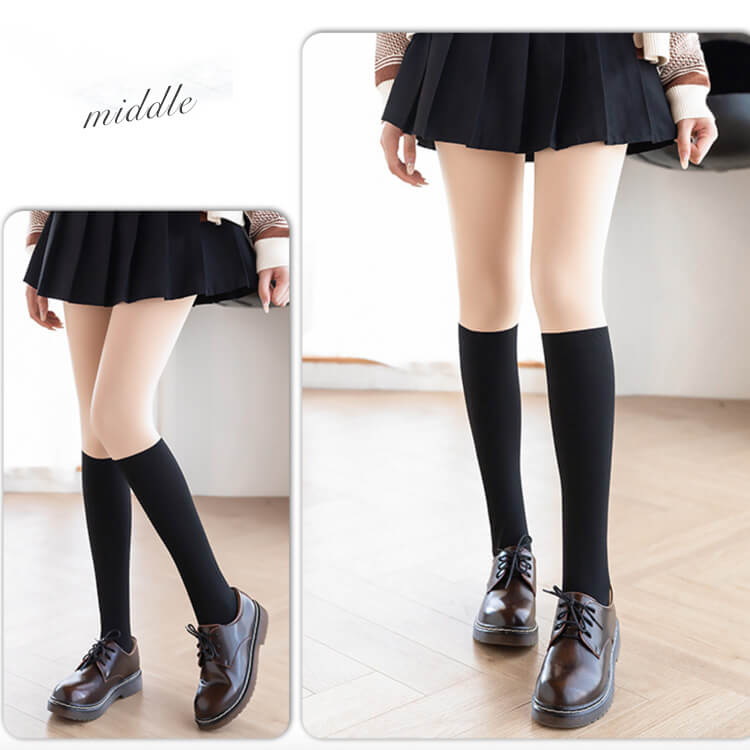 220デニール ソックス 切り替え 生足タイツ