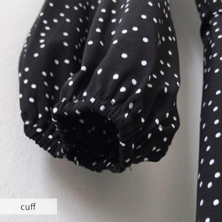 ボリューム 5分袖 ロング丈 ドット柄 ラップワンピース