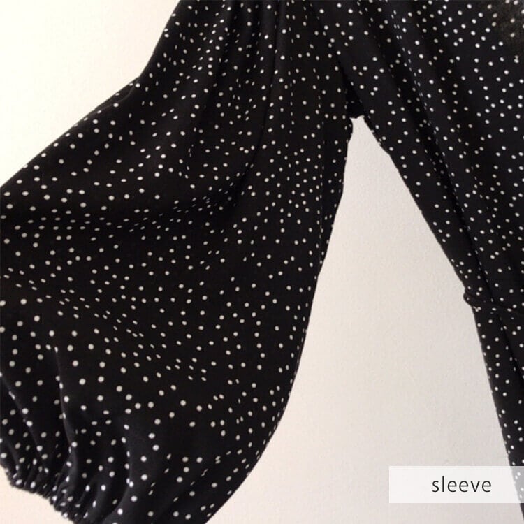 ボリューム 5分袖 ロング丈 ドット柄 ラップワンピース