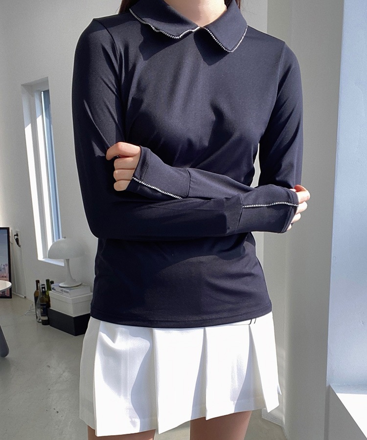 バックボタン 襟付き 長袖 Ｔシャツ 韓国ゴルフウェア