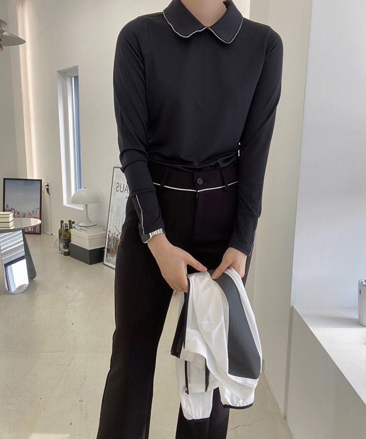 バックボタン 襟付き 長袖 Ｔシャツ 韓国ゴルフウェア