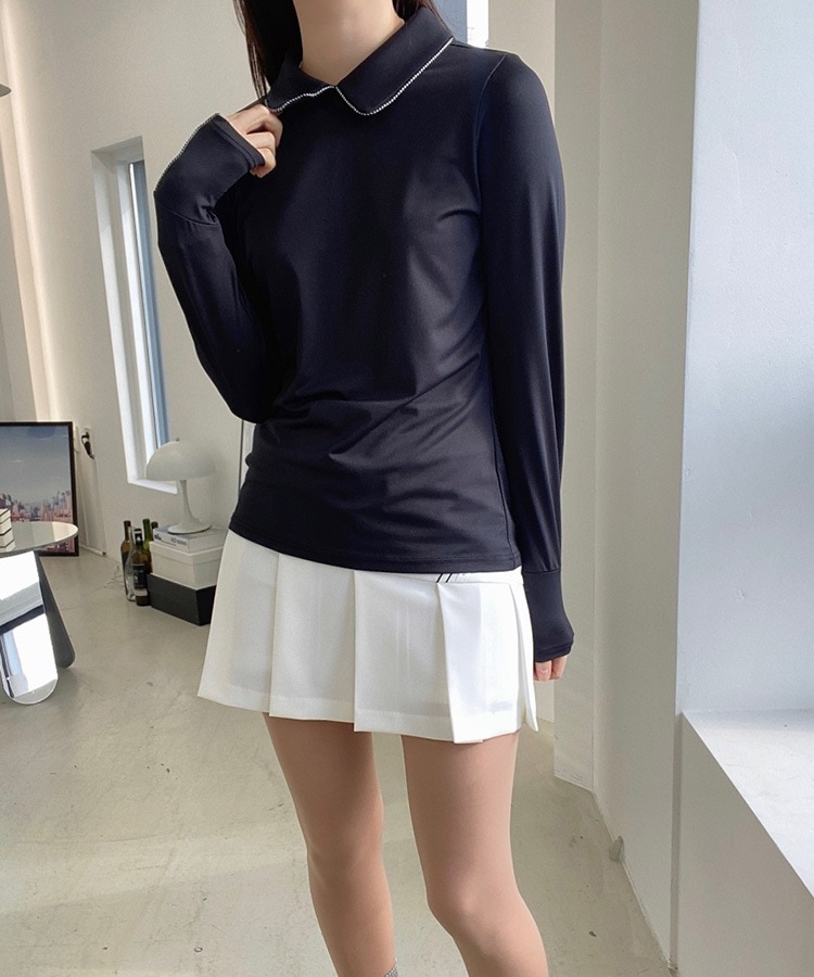 バックボタン 襟付き 長袖 Ｔシャツ 韓国ゴルフウェア