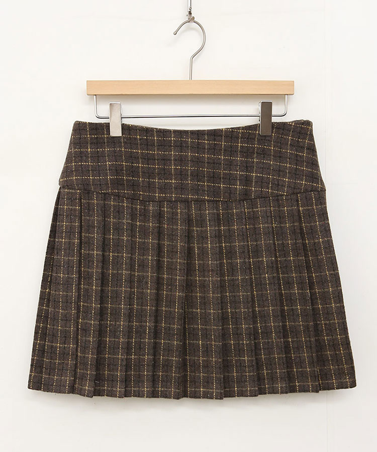 チェック柄 切り替え プリーツ スカート 韓国ゴルフウェア