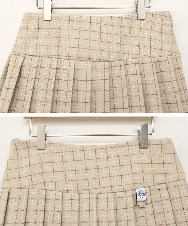 チェック柄 切り替え プリーツ スカート 韓国ゴルフウェア