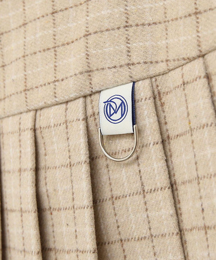 チェック柄 切り替え プリーツ スカート 韓国ゴルフウェア