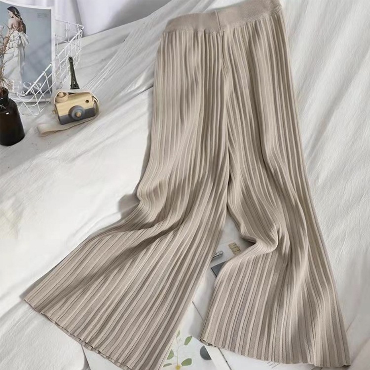 フレンチスリーブ ワイドパンツ プリーツニット ガウチョ セットアップ