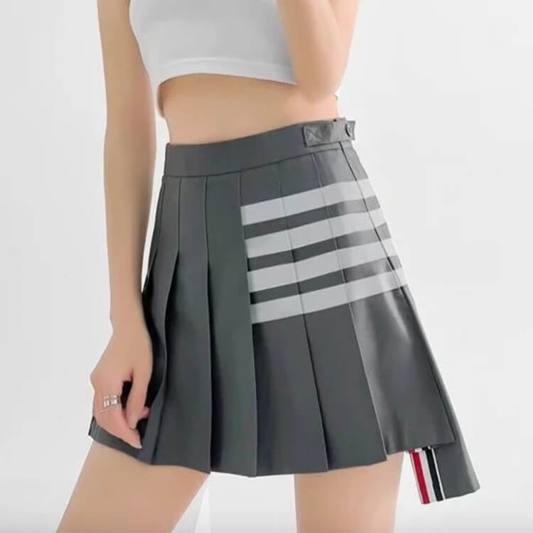 韓国ゴルフウェア アシンメトリー ミニ丈 プリーツスカート