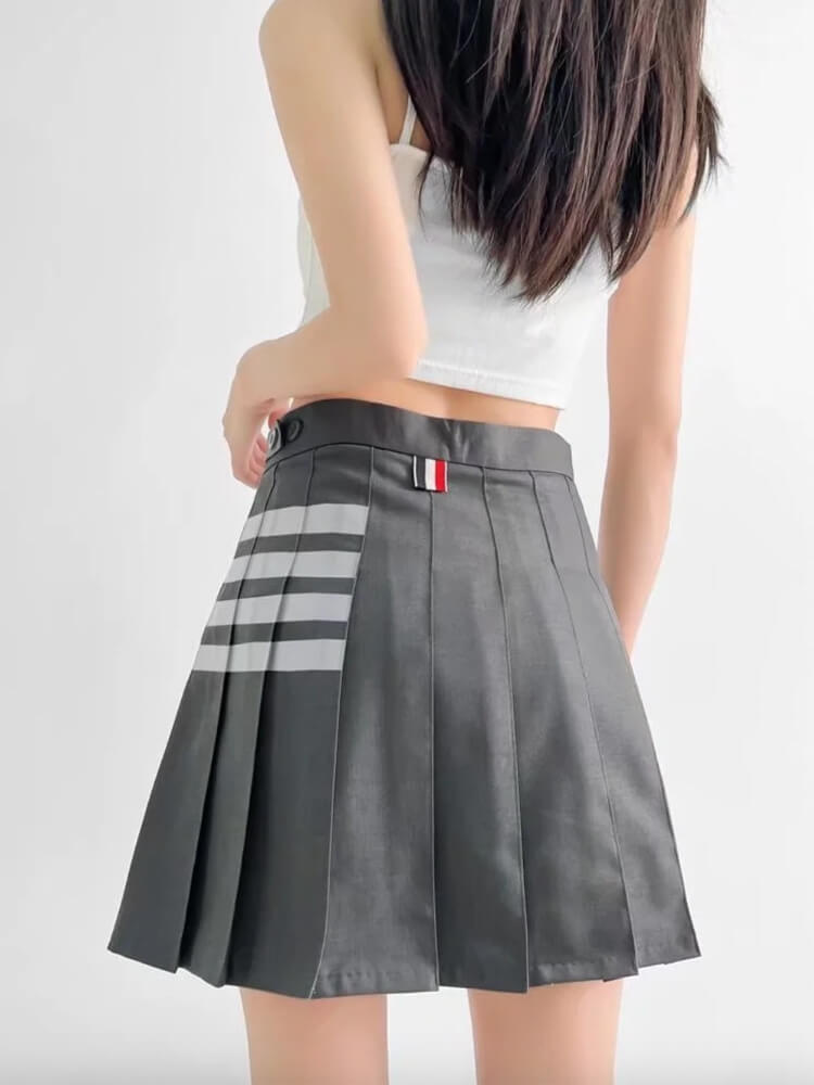 韓国ゴルフウェア アシンメトリー ミニ丈 プリーツスカート