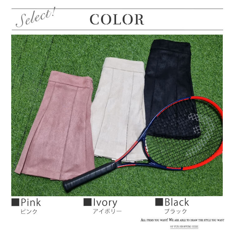 韓国ゴルフウェア 幅広プリーツ ミニスカート