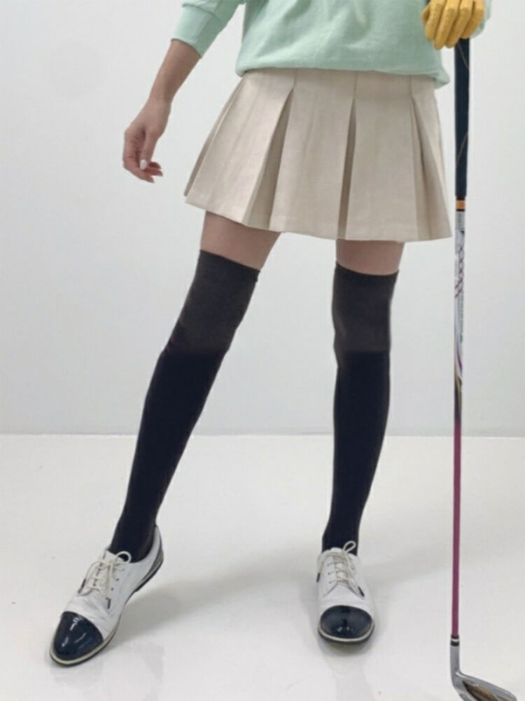 韓国ゴルフウェア 幅広プリーツ ミニスカート