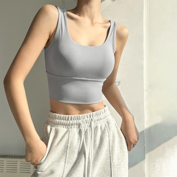 バッククロスデザイン カップ付 ヨガウェア トップス