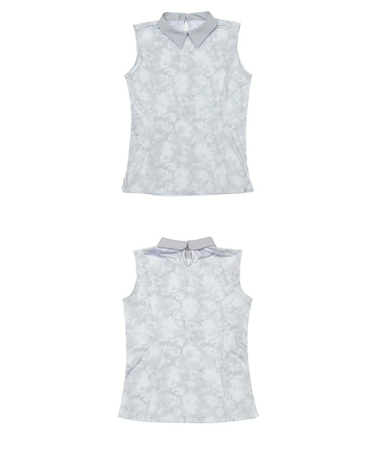 韓国ゴルフウェア 配色 襟付き ノースリーブ ポロシャツ