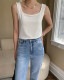 スクエアネック 幅広肩紐 タンクトップ