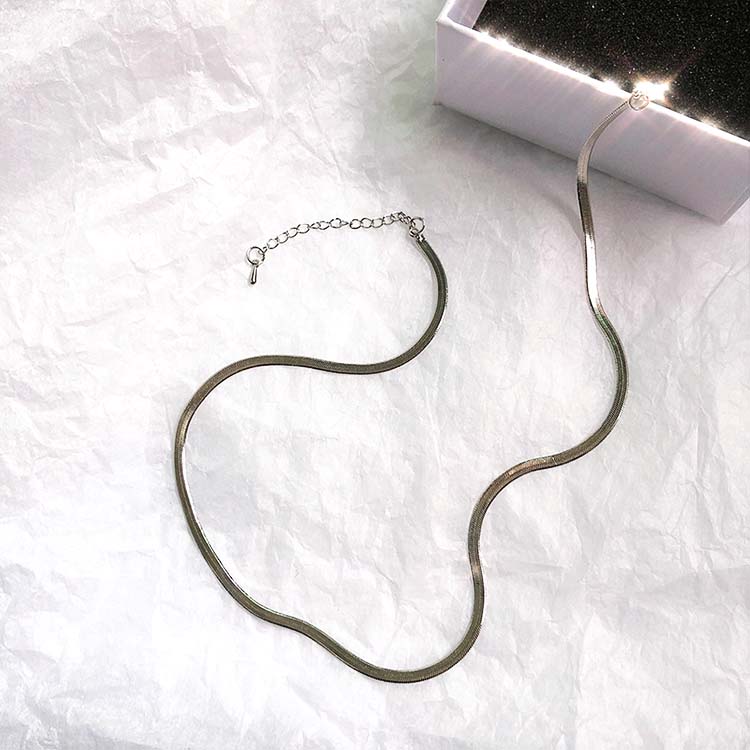 2点セット スネーク フラット チェーン ネックレス