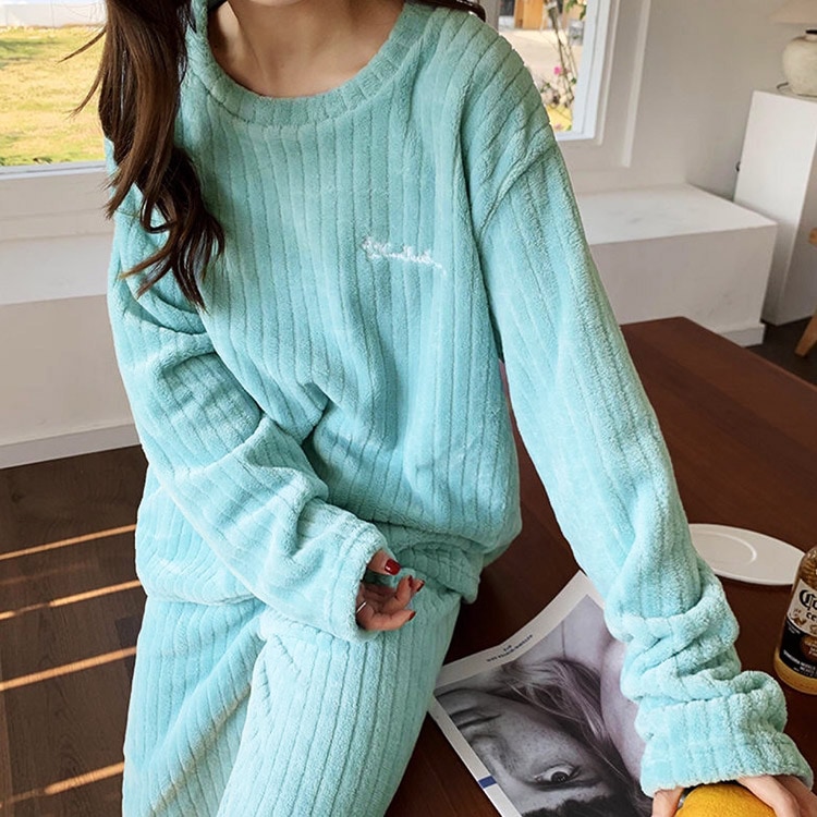 ふわもこ あったか フリース 縦ライン ルームウェア