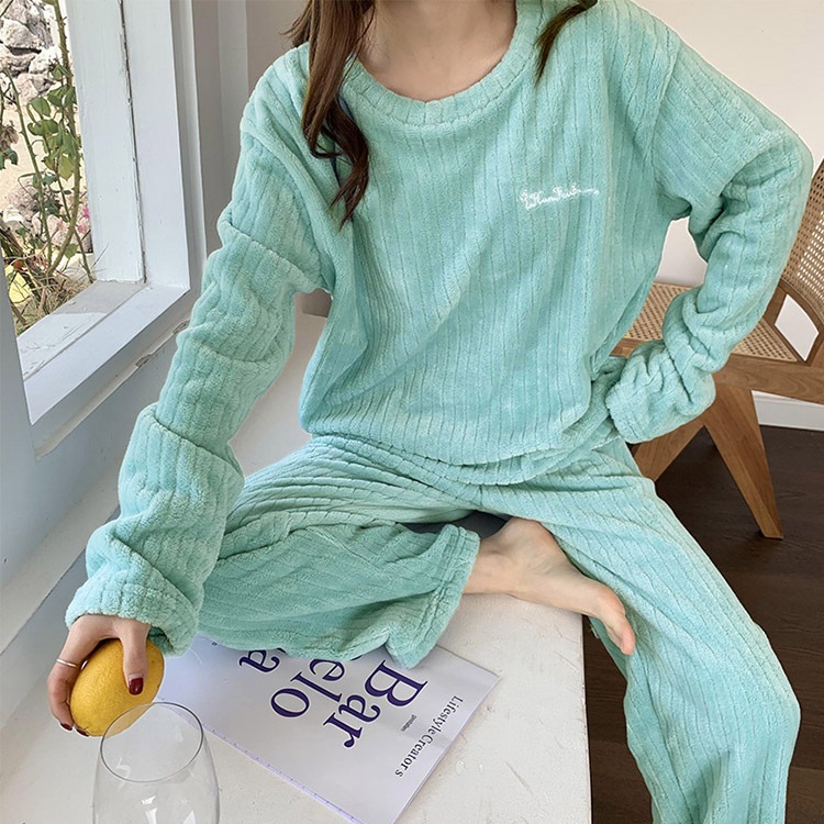 ふわもこ あったか フリース 縦ライン ルームウェア