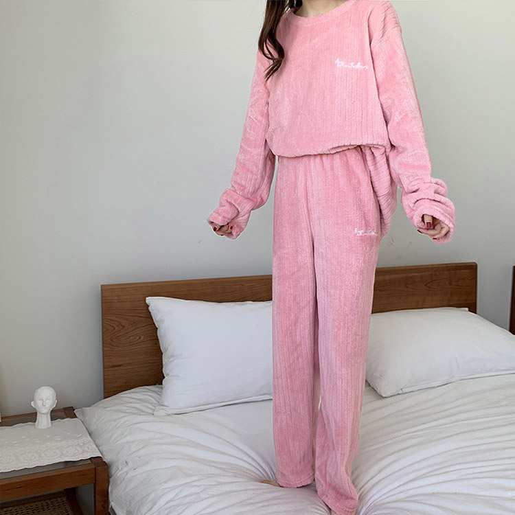 ふわもこ あったか フリース 縦ライン ルームウェア