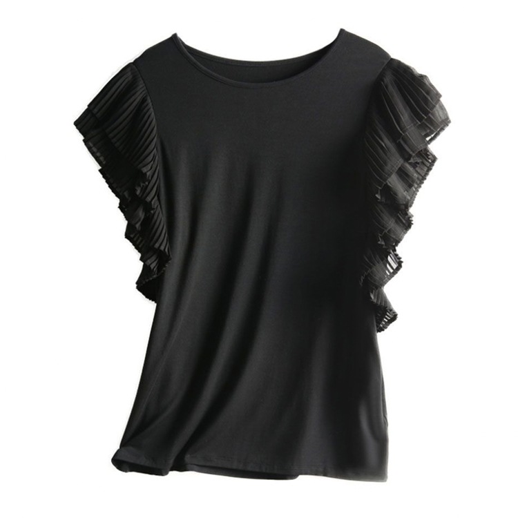 ティアード プリーツ フレンチスリーブ 半袖 Tシャツ