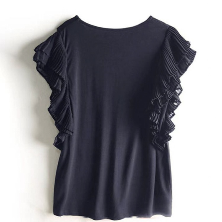 ティアード プリーツ フレンチスリーブ 半袖 Tシャツ