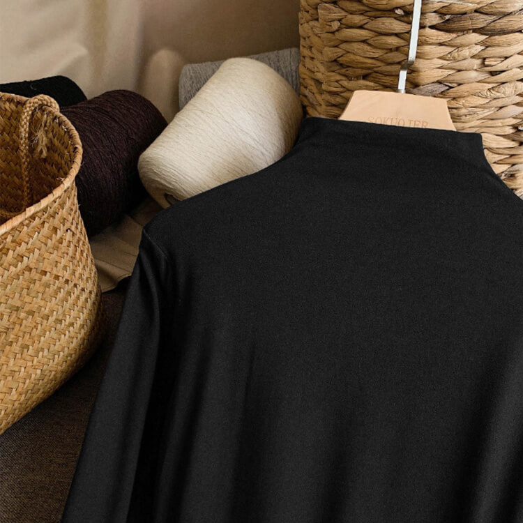 ふんわり モックネック ベーシック 長袖 Tシャツ