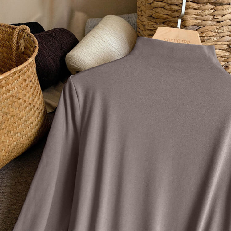 ふんわり モックネック ベーシック 長袖 Tシャツ