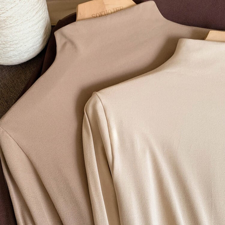 ふんわり モックネック ベーシック 長袖 Tシャツ