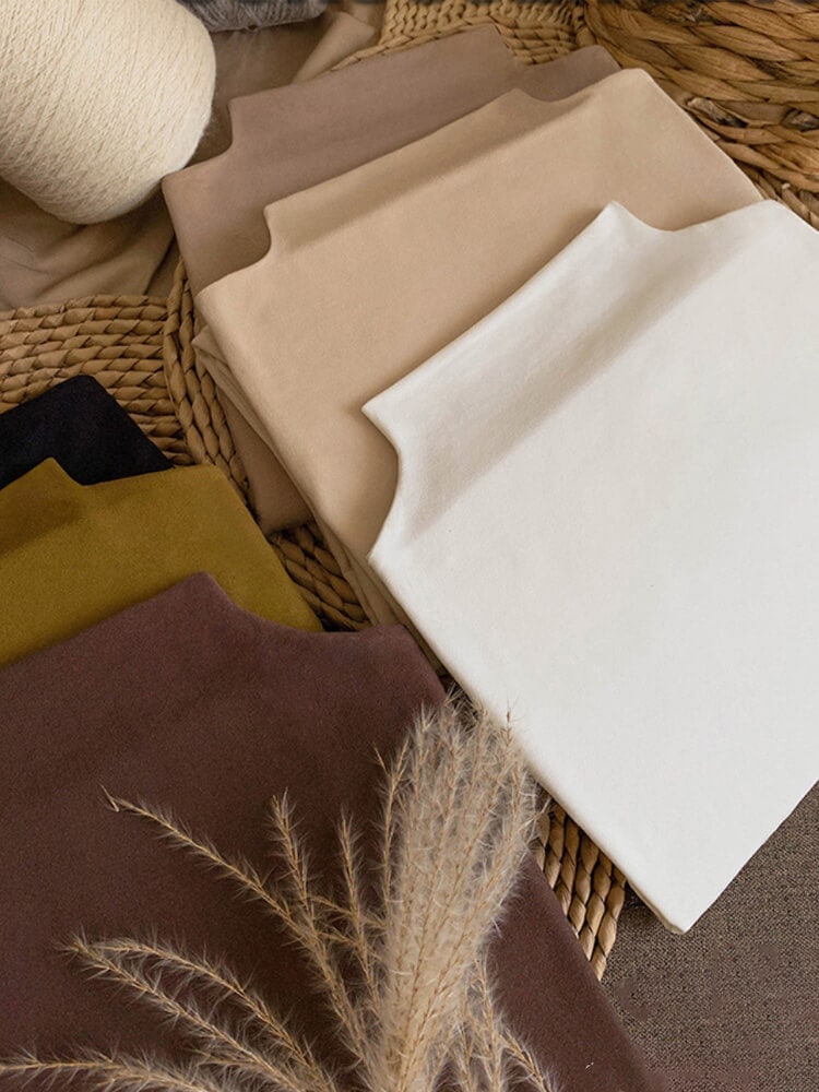 ふんわり モックネック ベーシック 長袖 Tシャツ