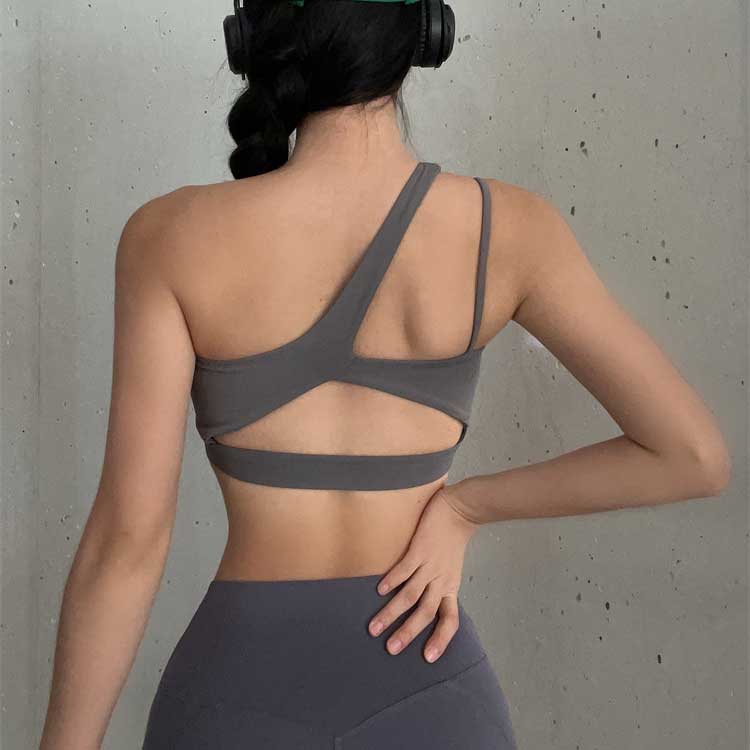 大胆カットデザイン カップ付 ヨガウェア スポーツブラ