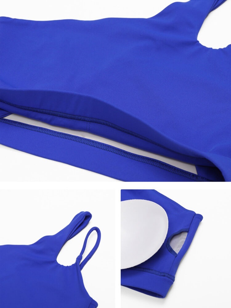 大胆カットデザイン カップ付 ヨガウェア スポーツブラ