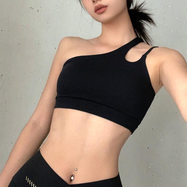 大胆カットデザイン カップ付 ヨガウェア スポーツブラ
