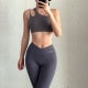 大胆カットデザイン カップ付 ヨガウェア スポーツブラ
