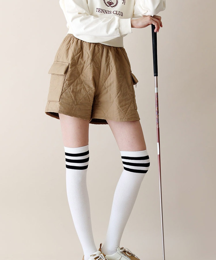 中綿入り キルティング 軽量 ショートパンツ 韓国ゴルフウェア