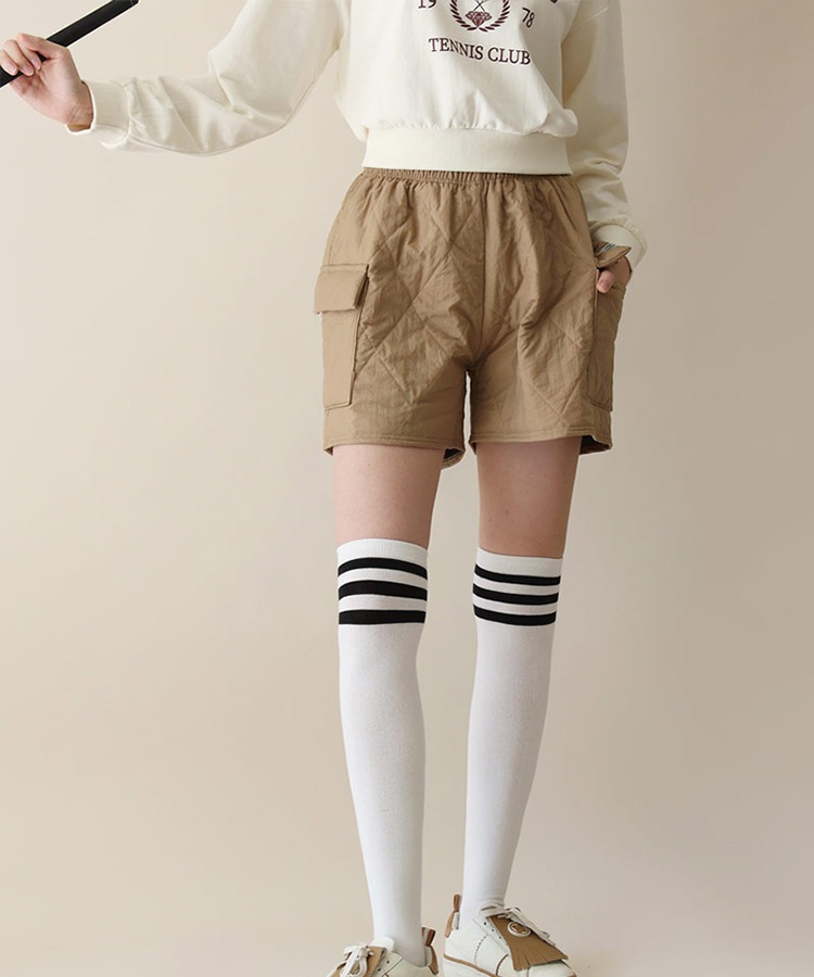 中綿入り キルティング 軽量 ショートパンツ 韓国ゴルフウェア