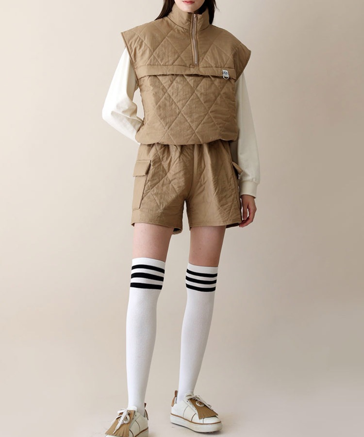 中綿入り キルティング 軽量 ショートパンツ 韓国ゴルフウェア