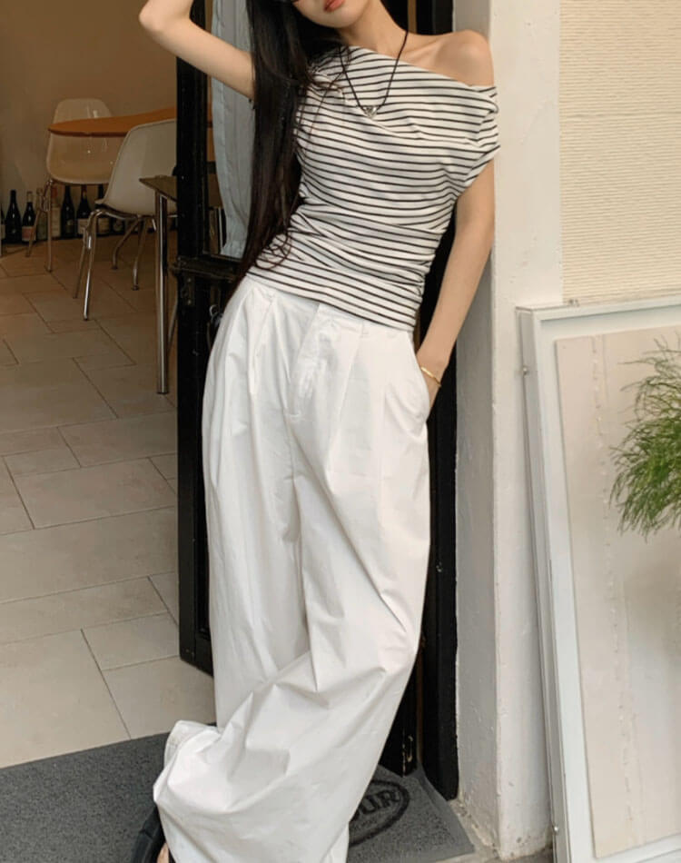 肩見せボーダー Tシャツ レディース 半袖 オフショル

