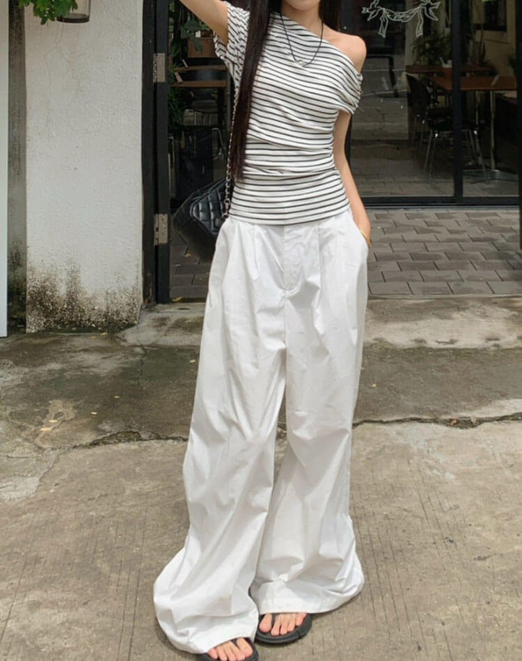 肩見せボーダー Tシャツ レディース 半袖 オフショル

