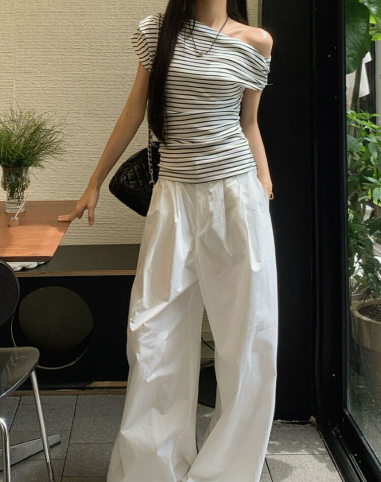 肩見せボーダー Tシャツ レディース 半袖 オフショル

