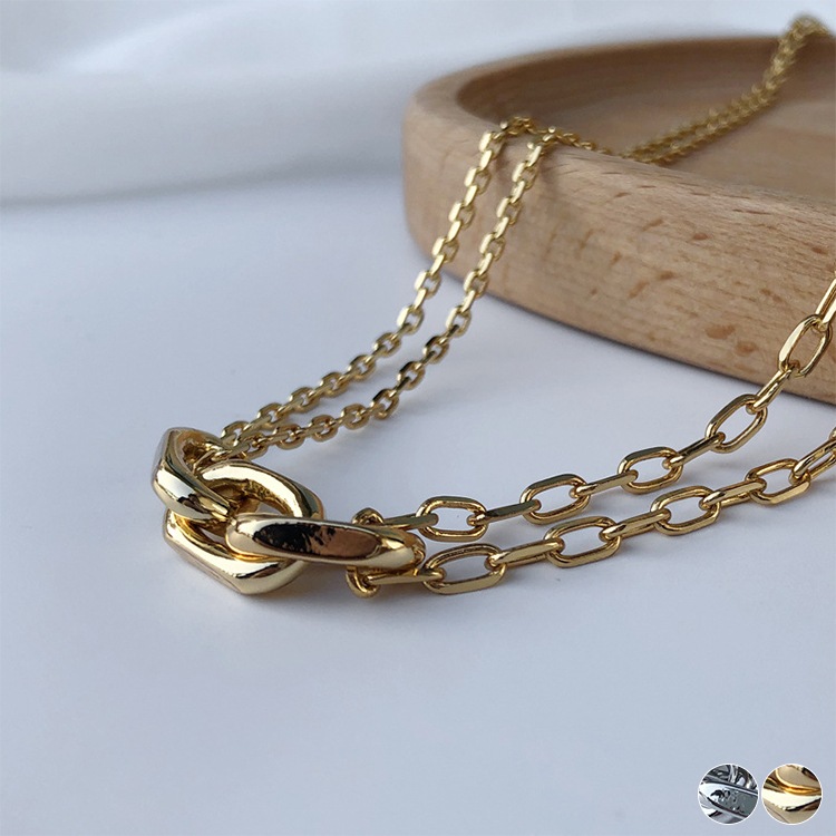 3リング 二連 チェーンネックレス