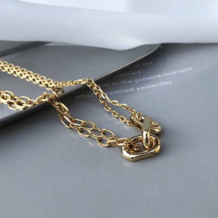 3リング 二連 チェーンネックレス