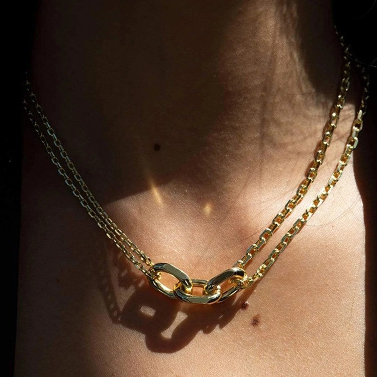 3リング 二連 チェーンネックレス
