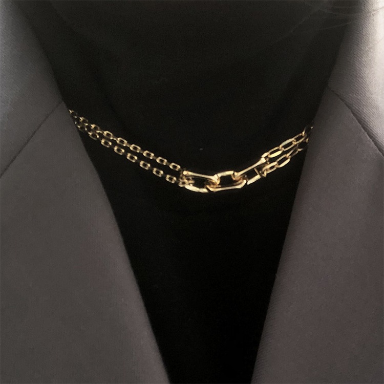 3リング 二連 チェーンネックレス