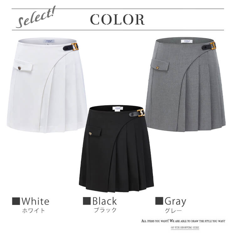 韓国ゴルフウェア ラップスカート風 ミニ丈 プリーツスカート