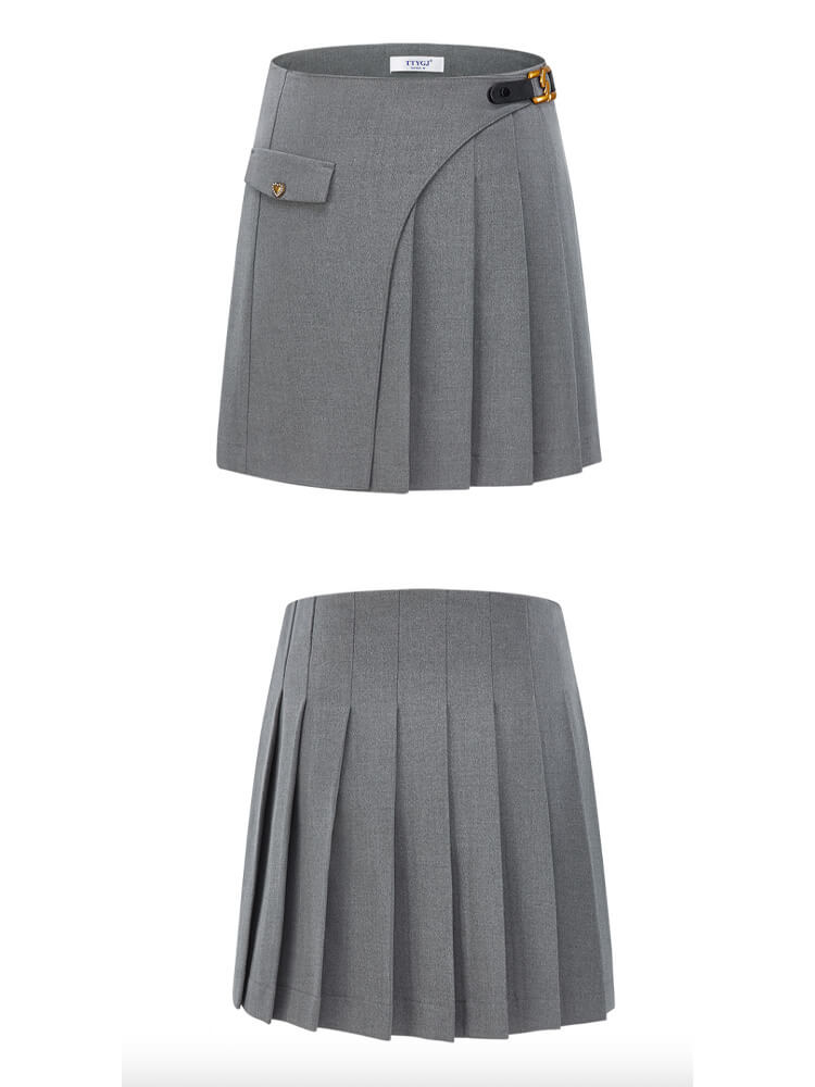 韓国ゴルフウェア ラップスカート風 ミニ丈 プリーツスカート