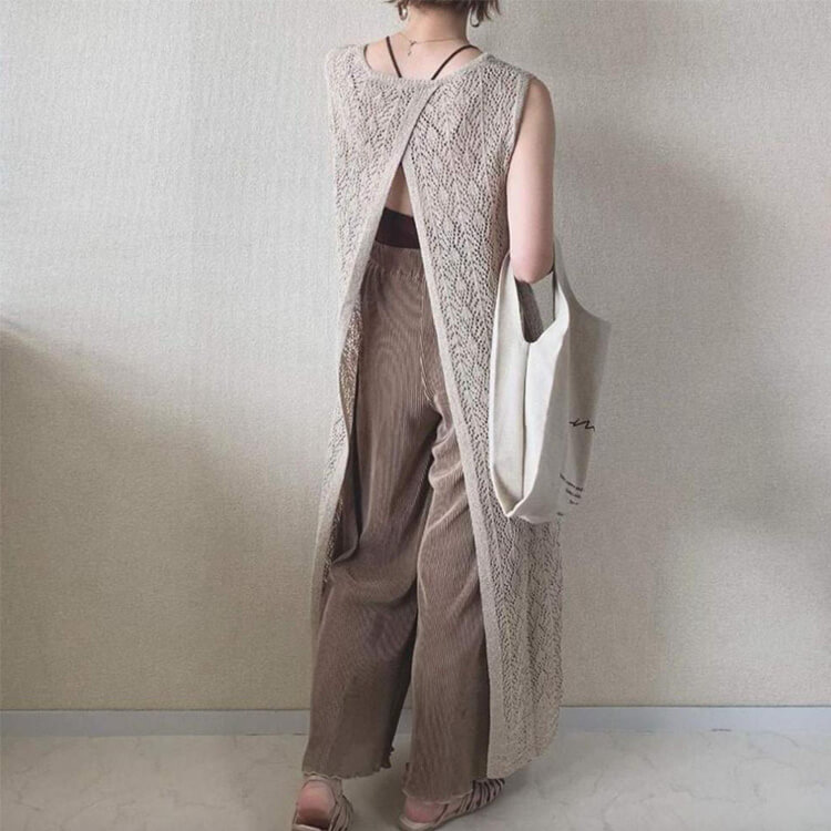 クロシェニット レイヤード オーバーワンピース