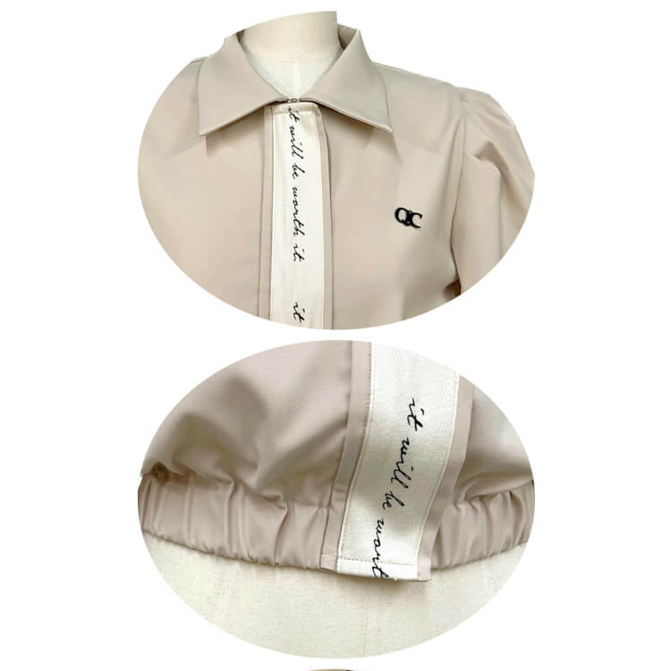 レタリングリボン パフスリーブ ジャケット ジャンパー