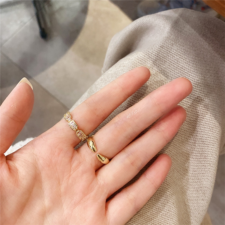 ジルコン メタル リング 2点セット