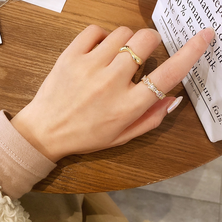 ジルコン メタル リング 2点セット