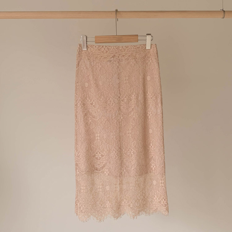 フェミニン 膝丈 レース スカート