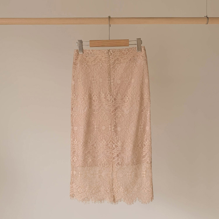 フェミニン 膝丈 レース スカート