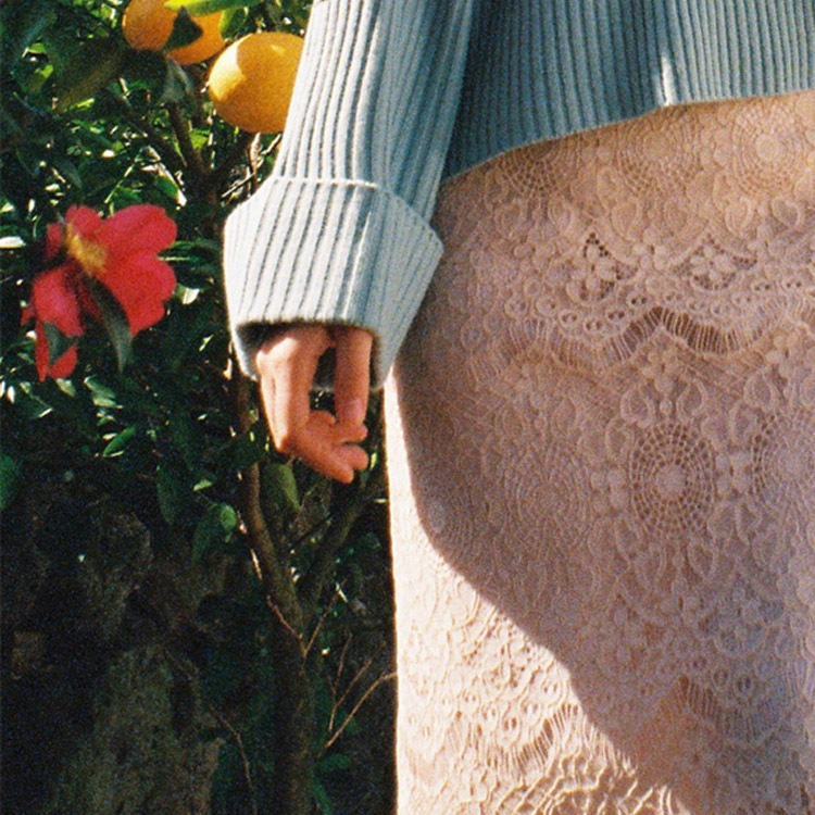 フェミニン 膝丈 レース スカート